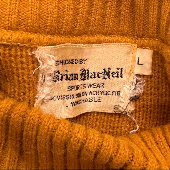 Vintage Striped Sweater in Mustard and Green Sz Large Grandpacore Brian MacNeil - Picture 3 of 7
